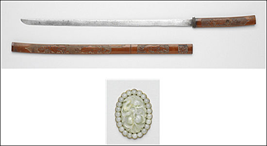 보도(寶刀)와 옥(玉)장식, 조선 후기의 대표적 문장가인 월정(月汀) 윤근수(尹根壽, 1537~1616)가 선조로부터 하사받은 것이다.
