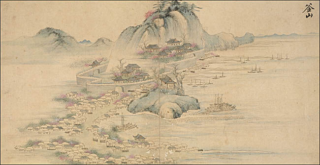 이성린,《사로승구도》중 <부산>, 1748년, 종이에 엷은 색, 각 35.2 x 70.3cm