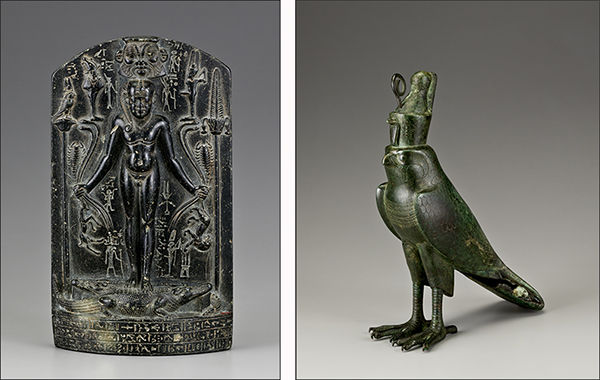 동물과 함께 있는 호루스©Photo BKM(왼쪽), 매 모습의 호루스©Photo BKM