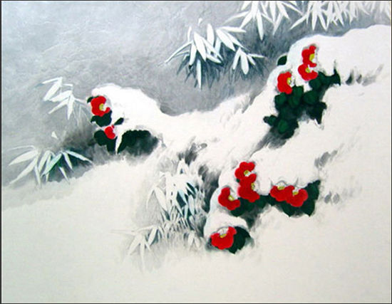 눈속에도 동백은 피어난다. <설백(雪柏)(그림, 운곡 강장원 한국화가)>