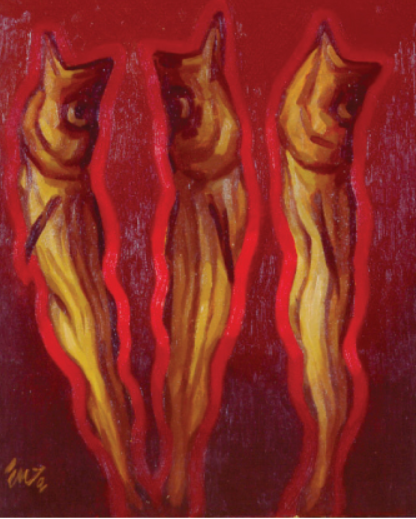 백태호, 날아오르는 명태, 1980,oil on canvas, 54 × 45.5㎝