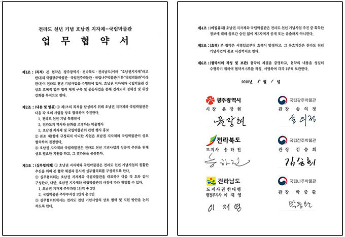 전라도 천년 기념 호남권 지자체-국립박물관 업무협약서