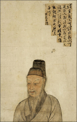 김정희 자화상, 종이에 담채, 32×23.5㎝, 19세기. 선문대박물관 소장