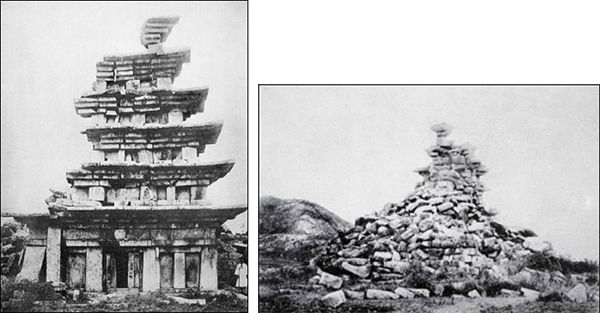 1910년 미륵사지 석탑(동측면)-왼쪽, 1910년 미륵사지 석탑(서측면)