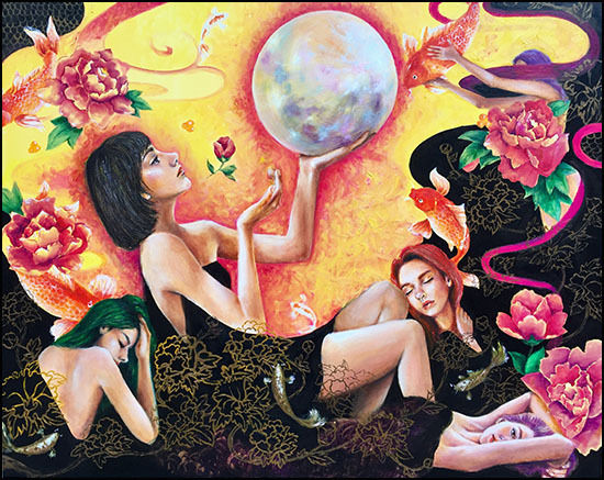 예짐, 구여도 Lunatic destiny(2018), 116.8×90.9cm, Acrilic and oil on canvas