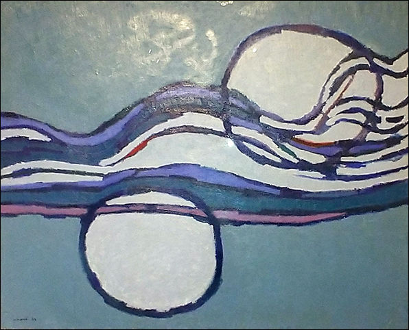 김환기, "산월", 마포에 유채, 130.5×162cm, 1962