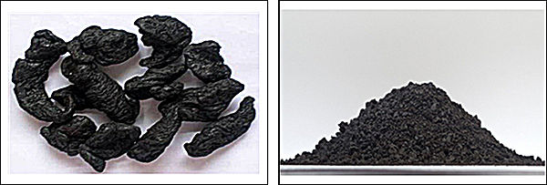 숙지황(왼쪽), 숙지황 가루