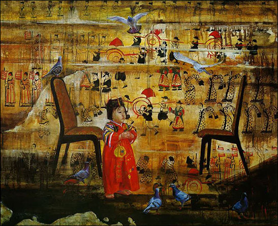 홍성익(b. 1956, 일본), 〈기원(和)〉, 1988, 캔버스에 유채, 181.8×227.3cm