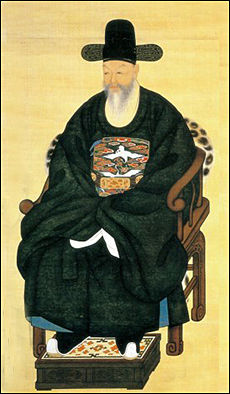 이한철이 그린 〈김정희 영정〉, 비단에 채색, 131.5×57.7㎝, 개인 소장