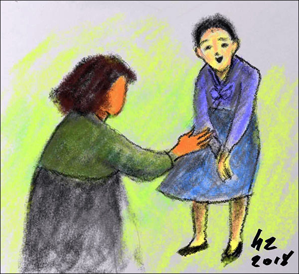 아이들에게 존댓말을 써주니 아이들도 공손하게 존댓말을 썼다.(그림 황진 화백)