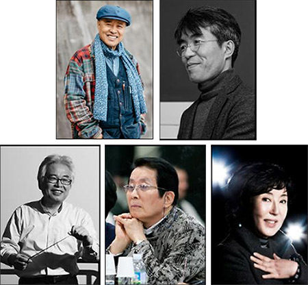 (위 왼쪽부터)연출 l 손진책, 각색 l 배삼식 / (아래 왼쪽부터)작곡 l 박범훈, 안무 l 국수호, 연희감독 l 김성녀