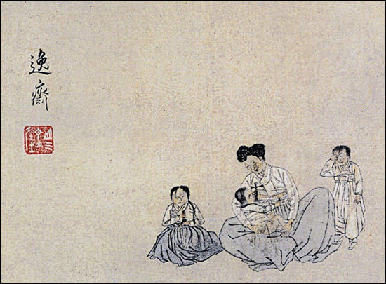 신한평(申漢枰)의 <자모육아(慈母育兒)>, 간송미술문화재단 소장