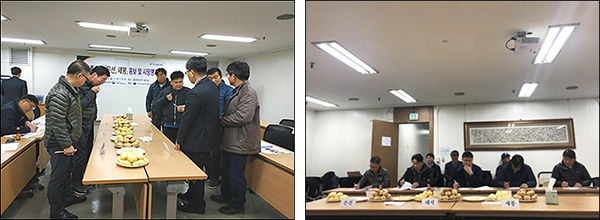 감자 신품종 ‘은선’, ‘새봉’ 평가회(시식ㆍ외관 평가)-왼쪽 / 감자 신품종 ‘은선’, ‘새봉’ 평가회 심층토론