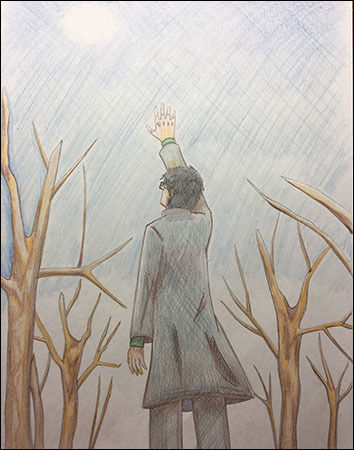 겨울과수원 한가운데서 누나의 향기를 느껴보려 한다(그림 변애미 작가)