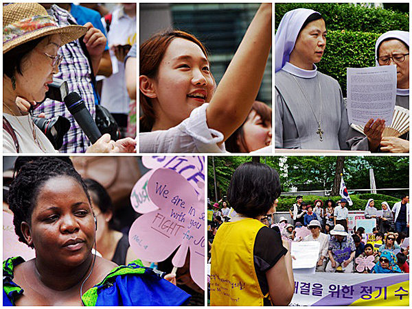 "일본군'위안부' 해결을 위한 정기 수요 시위" 모습들(한국정신대문제대책협의회 제공)