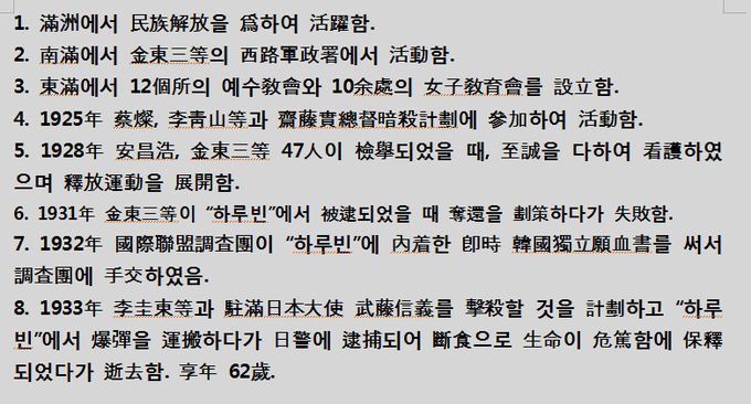 한자 투성이인 남자현 지사의 국가보훈처 독립유공자공적조서