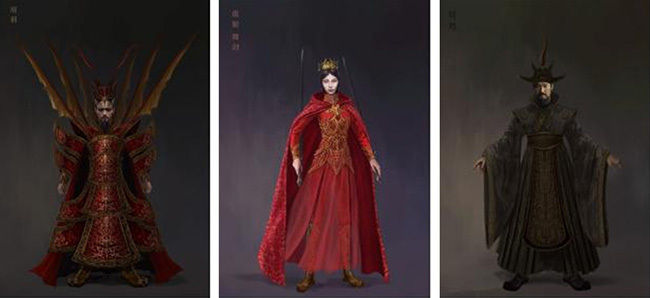 창극 ‘패왕별희’ 의상디자인(왼쪽부터 항우, 우희, 유방) ⓒTim Yip Studio