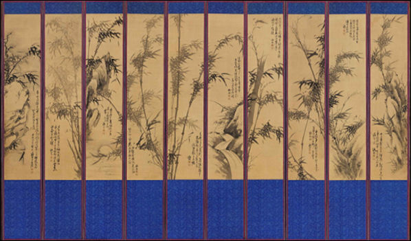 김규진(1868~1933), 대나무 바위 그림 병풍 (죽석도병), 20세기 초