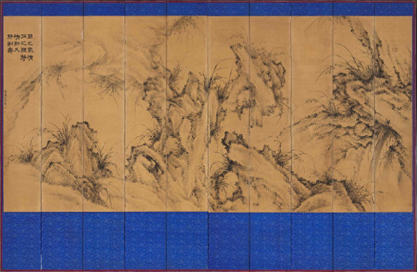 김응원(1855~1921), 난초 바위 그림 병풍(난석도병), 20세기 초