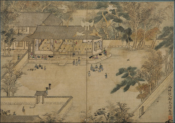 <북원수회도北園壽會圖>, 《북원수회첩》 중 제1-2면, 조선, 1716년 이후, 종이에 엷은 색, 2018년 손창근 기증