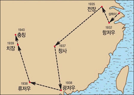 대한민국임시정부 이동 경로
