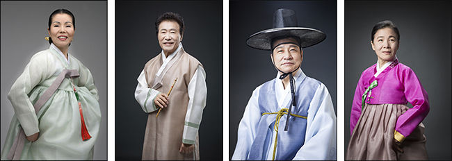 <혹 되지 아니하다> 무대에 오를 이춘희(경기민요), 최경만(피리), 한세현(피리) 명인, 안숙선 명창 - 왼쪽부터