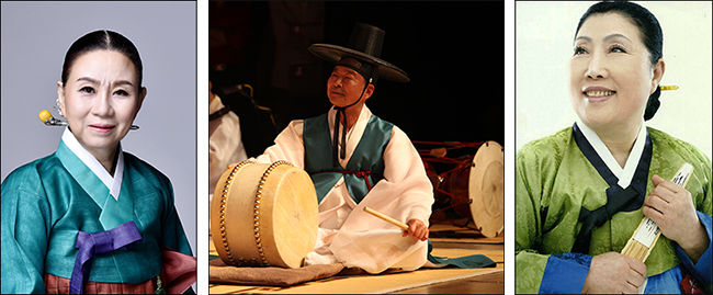 김광숙(서도소리), 김청만(장구), 신영희(판소리) - 왼쪽부터