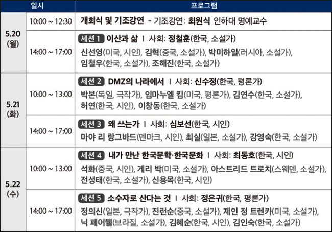 '소통과 평화의 플랫폼' 행사 프로그램