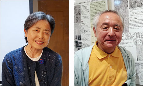 강연에 참석한 ‘시인 윤동주를 기념하는 릿쿄 모임' 대표인 야나기하라 씨(완쪽)와 아사히신문 편집위원 죠마루 요이치(上丸洋一) 씨