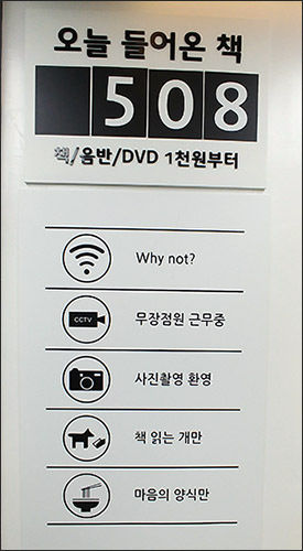 오늘 알라딘 중고서점 영등포역점에 들어온 책 수를 알려주는 알림판