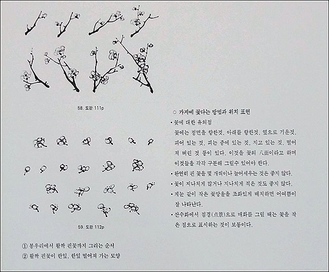 본문 내 "가지에 꽃 다는 방법과 위치 표현"