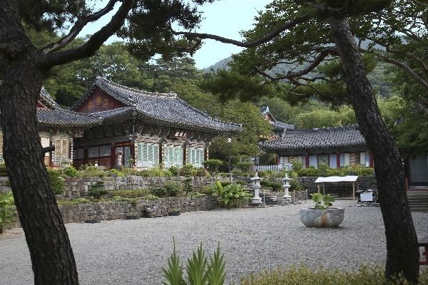 대원사 대웅전과 석등