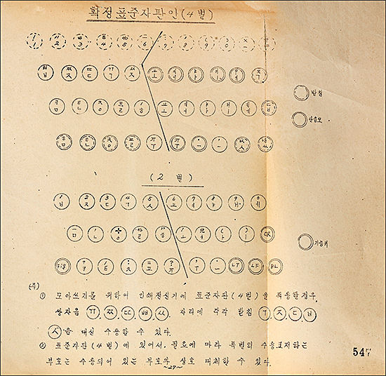한글 기계화 표준 자판안, 1969년, 국가기록원 소장/복제