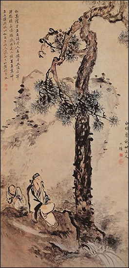 이재관, 송하처사도(松下處士圖), 19세기 초, 종이에 수묵담채, 139.4 × 66.7cm, 국립중앙박물관