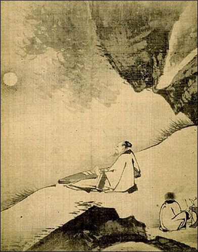 이경윤의 '월하탄금도(月下彈琴圖), 31.2×24.9cm, 고려대박물관