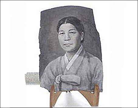 기왓장에 새긴 남자현 애국지사 모습(경북독립운동기념관)