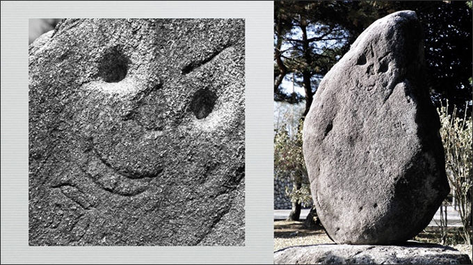선사시대 수호신상으로 추정되는 '가오자기' 마을 '선돌멩이' (2002ㆍ2006, 황준구 사진)