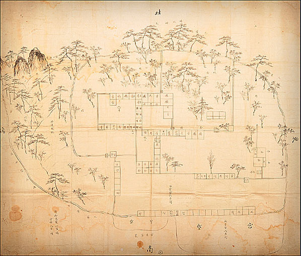 도1. 세심궁도형(登洗宮圖形), 1746년9영조 40)이전, 종이에 먹, 가로 114.8cm×97.3cm, 국립고궁박물관