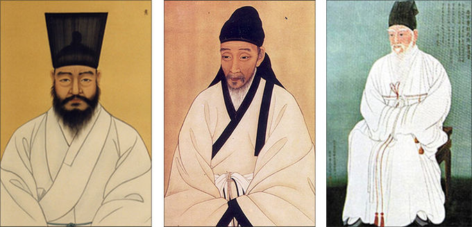 ‘숙흥야매(夙興夜寐)’의 계절, 촌음을 아껴 책을 읽은 선인들 / 조헌, 이황, 조식 초상(왼쪽부터)