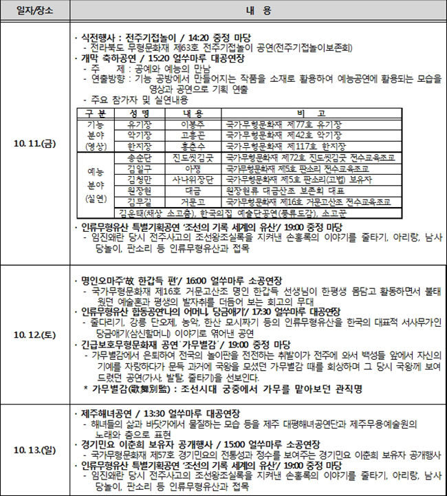 공연 (10.11.∼10.13.)