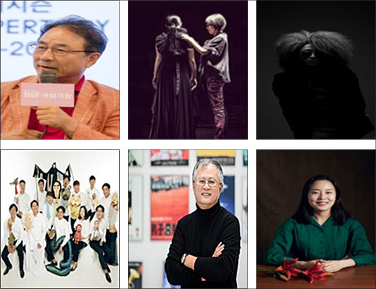 배우 겸 연출가 김명곤, 김지원 한복디자이너, 경기소리꾼 이희문, 연희공방 음마갱깽, 송승환 예술감독, 서아현 플로리스트(왼쪽부터 시계방향)