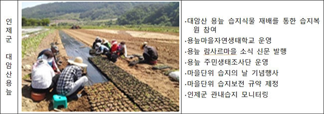국내 람사르 습지도시 활동현황(인제군 대암산용늪)