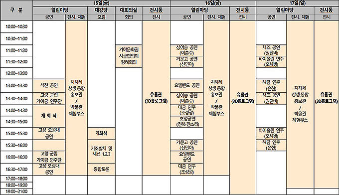 영호남 가야문화권 한마당 전체 행사 일정표