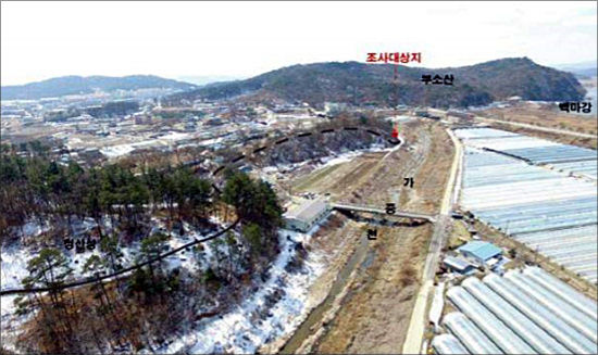 청산성 항공에서 바라본 북나성 구간 전경