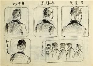 안중근, 우덕순, 조도선, 유동하의 뒷 모습