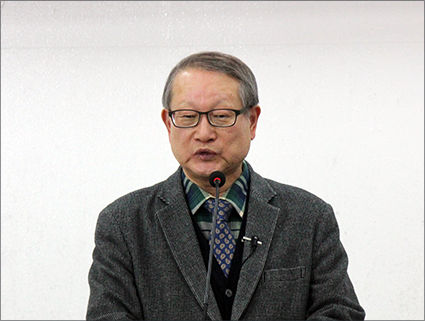 인사말을 하는 한글학회 권재일 회장