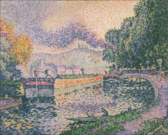 폴 시냑의 <예인선, 사모아의 운하, 캔버스에 유채, 82×66cm, 1901>