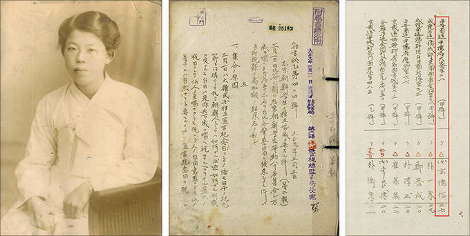 현덕신 선생의 20대 시절 사진(유족 제공) - 맨 왼쪽 / 「재경 조선학생의 독립만세에 관한 건」 현덕신 선생이 1920년 3월 1일 동경 히비야공원에서 동경에 있는 조선인 유학생 등과 함께 독립만세를 부르다 체포되었다고 기록되어 있다.