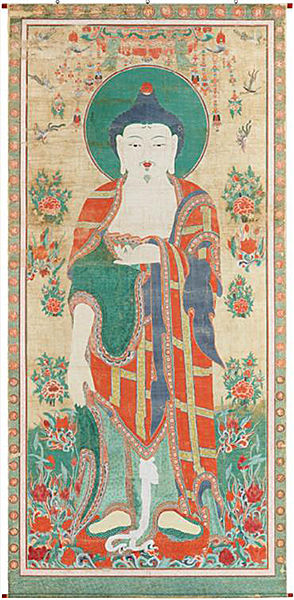 영천 은해사 괘불〉, 조선 1750년, 비단에 색, 전체 1,165.4x554.8cm, 보물 제1270호, 경상북도 영천 은해사