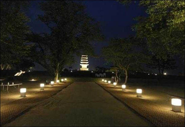익산 왕궁리 오층석탑(국보 제289호) 야간 전경